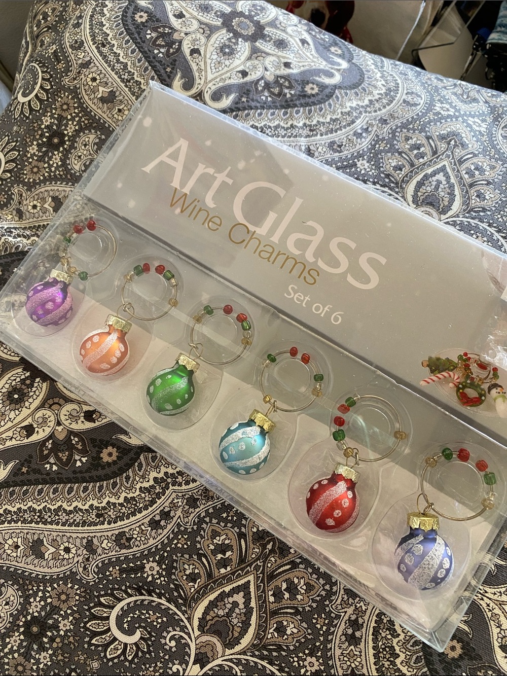 Holiday Wine Glass Charms - Multicolor Set of 6